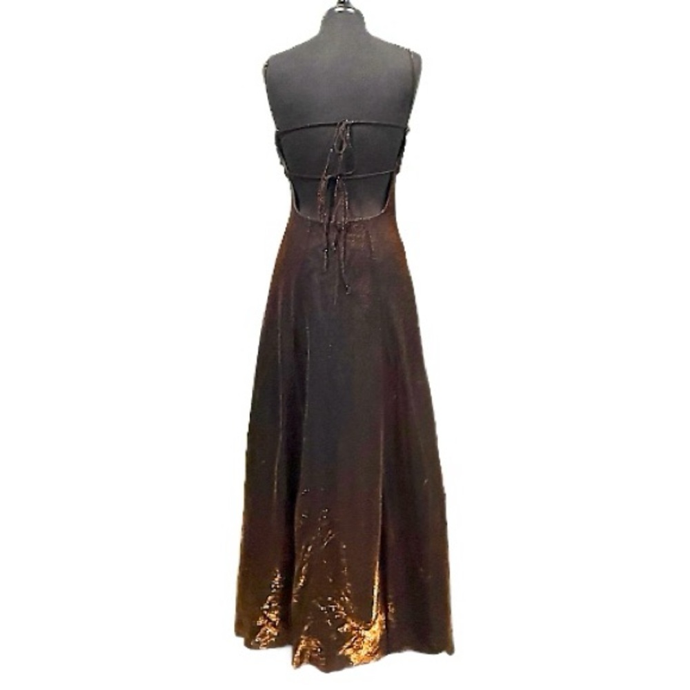 Vintage Y2K Jump Apparel Metallic Bronze Corset Gown Fairycore Gothic Prom Dress - Picture 8 of 16